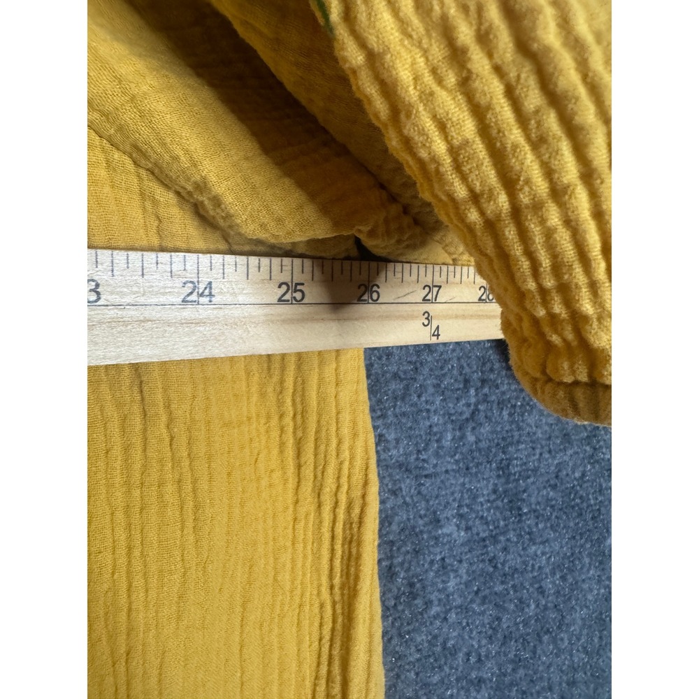 See N Be Seen Dress Women 1X Mustard Yellow Floral Embroidered Tunic Gauzy Boho - Picture 8 of 10